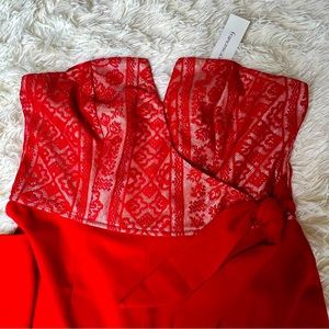 Francesca’s Red Pants Strapless Romper size M